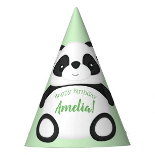 Chapeaux De Fêtes Soirée d'anniversaire de l'Ours Panda Vert
