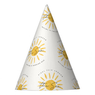 Chapeaux De Fêtes soleil 1er anniversaire aquarelle soleil jaune mod