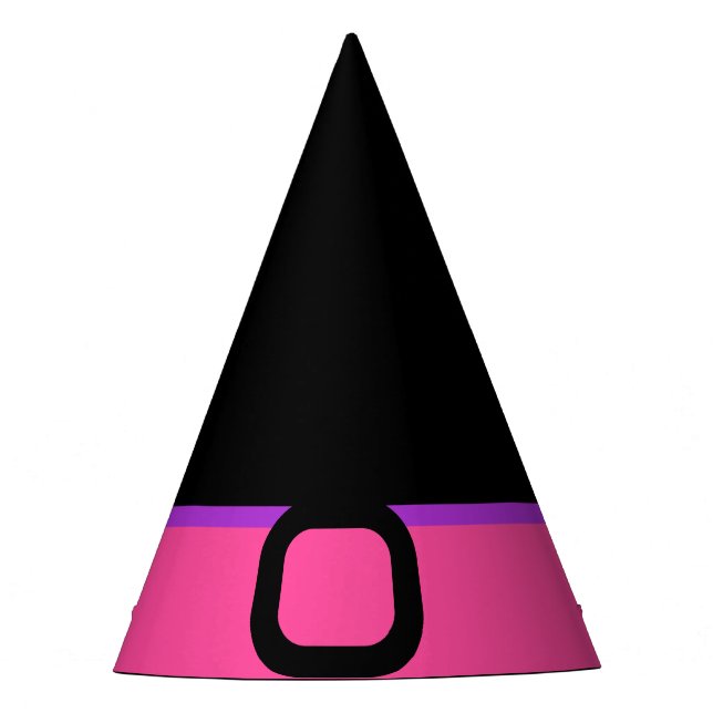Chapeaux De Fêtes Sorcière d'Halloween noire et rose simple (Devant)