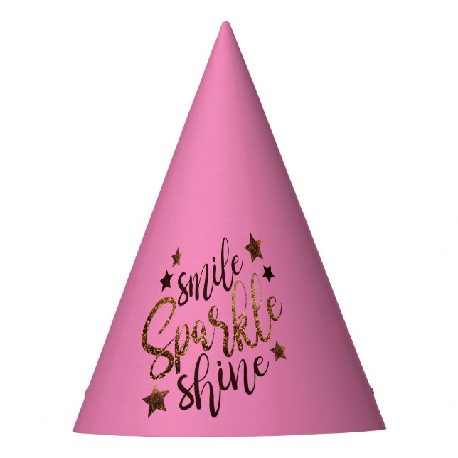 Chapeaux De Fêtes Sourire Rose, Étincelle, Brillant (Devant)