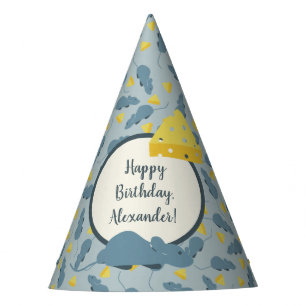 Chapeaux De Fêtes Souris bleues et anniversaire jaune de fromage