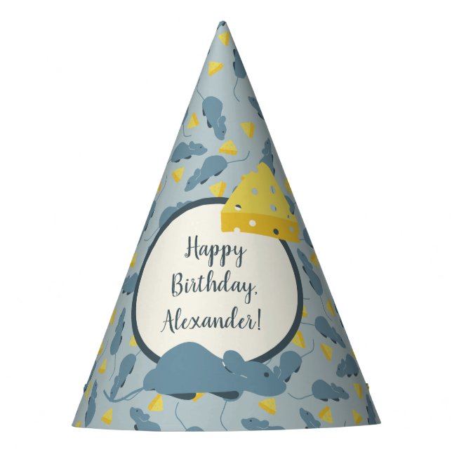 Chapeaux De Fêtes Souris bleues et anniversaire jaune de fromage (Devant)
