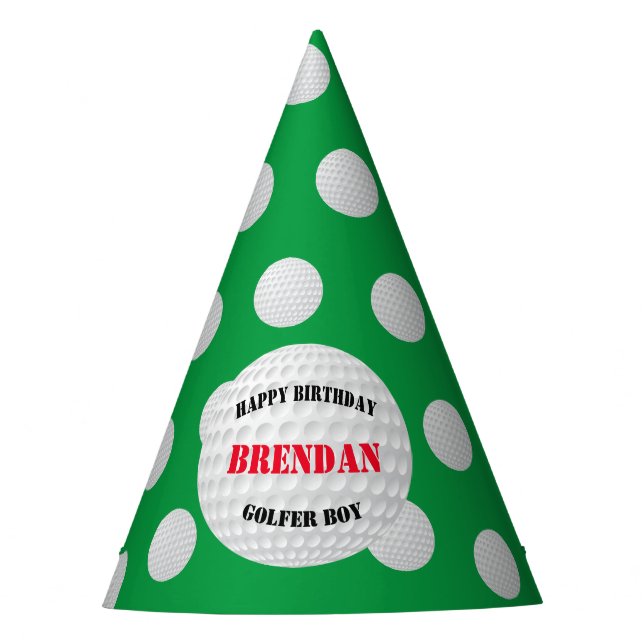 Chapeaux De Fêtes Sport Joyeux anniversaire Golfer Boy (Devant)