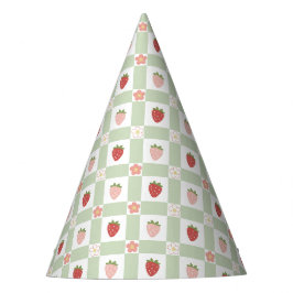 Chapeaux De Fêtes Strawberry Gingham Pastel Green Kids
