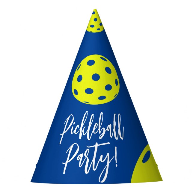 Chapeaux De Fêtes Style Rétro Néon Bleu Thème Pickleball Anniversair (Devant)