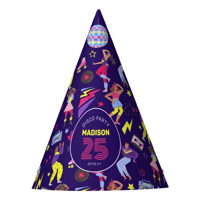 Chapeaux De Fêtes Super Roller Disco Purple Party Millennial Retro (Devant)