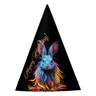 Chapeaux De Fêtes Superbe Lapin Bleu en feu