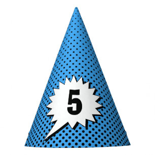 Chapeaux De Fêtes Superhero Bleu point arrière - âge personnalisé -