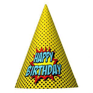 Chapeaux De Fêtes Superhero Party Casquette - Yellow Black Dot