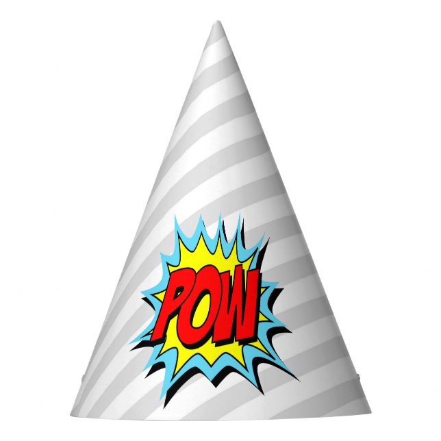Chapeaux De Fêtes Superhero Pow à thème - Gris (Devant)