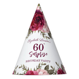 Chapeaux De Fêtes Surprise Senior Anniversaire fête Floral Bourgogne