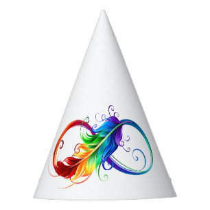 Chapeaux De Fêtes Symbole d'infini avec plume arc-en-ciel