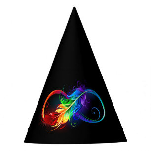 Chapeaux De Fêtes Symbole d'infini avec plume arc-en-ciel