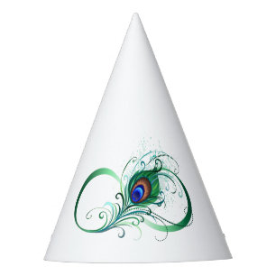 Chapeaux De Fêtes Symbole d'infini avec plume de paon