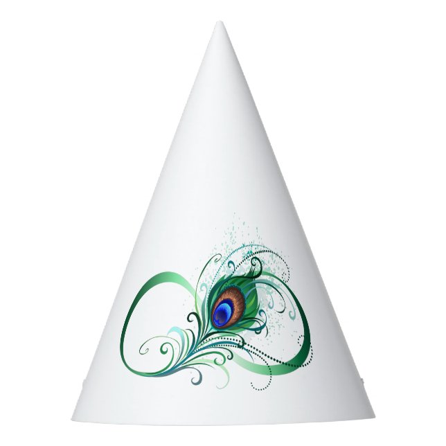 Chapeaux De Fêtes Symbole d'infini avec plume de paon (Devant)