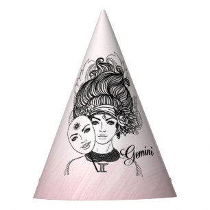 Chapeaux De Fêtes Symbole et signe du zodiaque Gemini rose