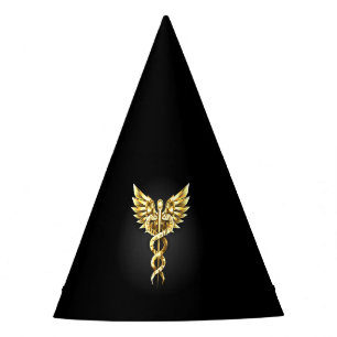 Chapeaux De Fêtes Symbole Polygonal Or Caduceus
