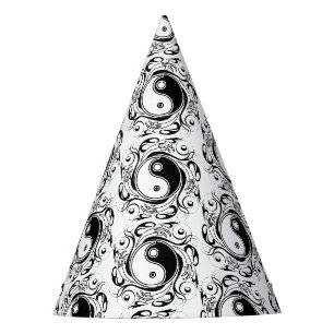 Chapeaux De Fêtes Symbole Yin & Yang noir et blanc de style tatouage