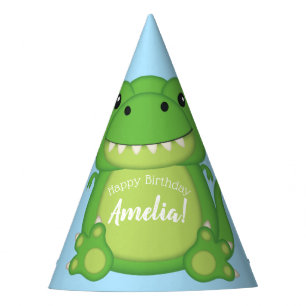 Chapeaux De Fêtes T-Rex Dinosaur fête d'anniversaire bleu