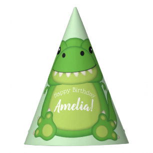 Chapeaux De Fêtes T-Rex Dinosaur fête d'anniversaire Vert