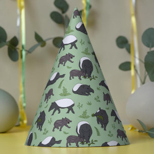 Chapeaux De Fêtes Tapir Malais Vert Jungle Zoo Animal