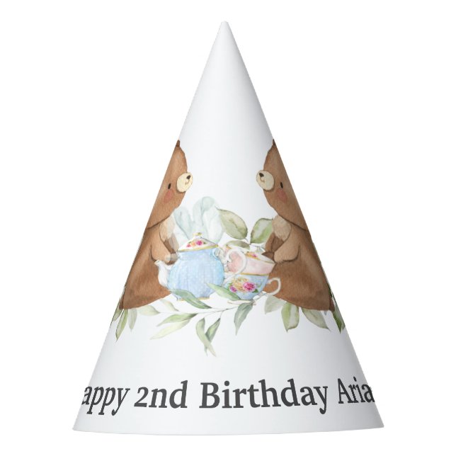 Chapeaux De Fêtes Tea Party nounours Anniversaire Cone  (Devant)