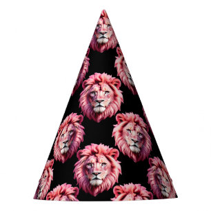 Chapeaux De Fêtes Tête de lion rose motif design animal - Noir