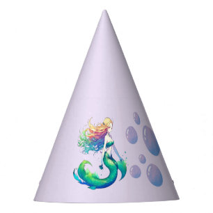 Chapeaux De Fêtes Thème d'anniversaire de la sirène violet sous la m