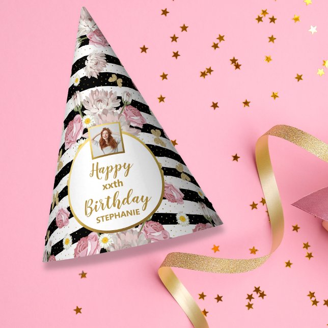 Chapeaux De Fêtes Thème Floral Papillon d'or Joyeux Anniversaire Pho (Créateur téléchargé)