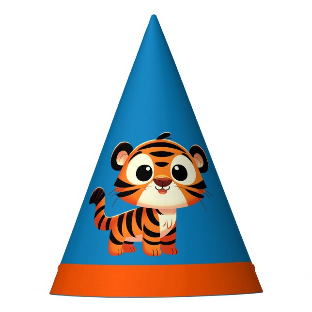 Chapeaux De Fêtes Tiger Blue Orange Boy 3e fête d'anniversaire (Devant)
