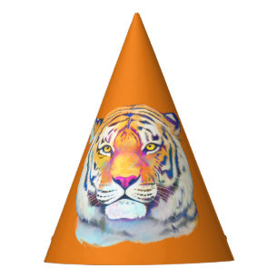 Chapeaux De Fêtes Tigre dans le casquette d'anniversaire de couleurs