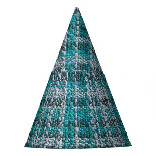 Chapeaux De Fêtes Tissu écossais turquoise, arrière - plan texturé.