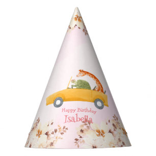 Chapeaux De Fêtes Tortue mignonne Giraffe Fleur tropicale Fête d'ann
