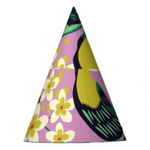 Chapeaux De Fêtes Toucanes tropicales : Motif de fleurs