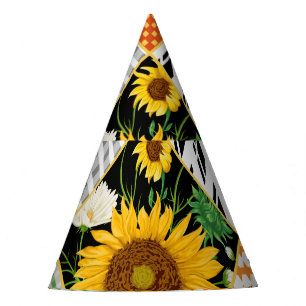 Chapeaux De Fêtes Tournesol Chamomile, Patchwork Aquarelle.