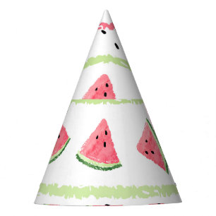 Chapeaux De Fêtes Tranches de pastèque : Aquarelle rayée sans fil
