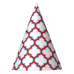 Chapeaux De Fêtes Trellis blanc et rouge, treillis, Quatrefoil