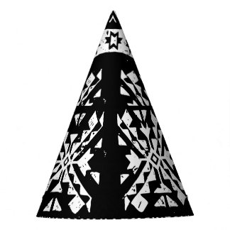 Chapeaux De Fêtes Tribal Navajo, motif noir blanc vert.