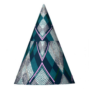 Chapeaux De Fêtes Turquoise géométrique Rhombic Motif sans couture