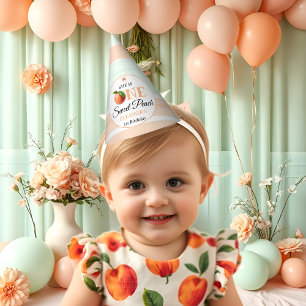 Chapeaux De Fêtes Un doux pêche Premier Anniversaire aquarelle rayur