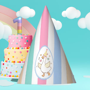 Chapeaux De Fêtes Un joyeux anniversaire d'oie Première Pastel Aquar