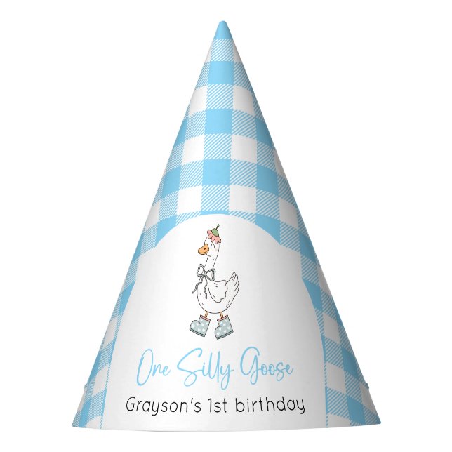 Chapeaux De Fêtes Un Silly Goose Blue 1er Anniversaire (Devant)