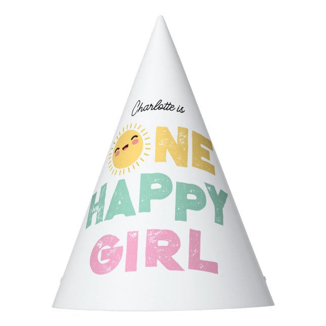 Chapeaux De Fêtes Une joyeuse fille Invitation d'anniversaire 1er An (Devant)
