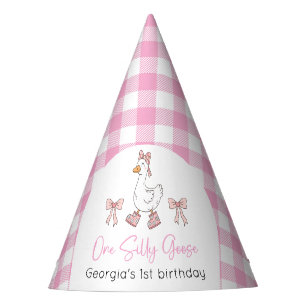 Chapeaux De Fêtes Une oie sotte rose 1er anniversaire