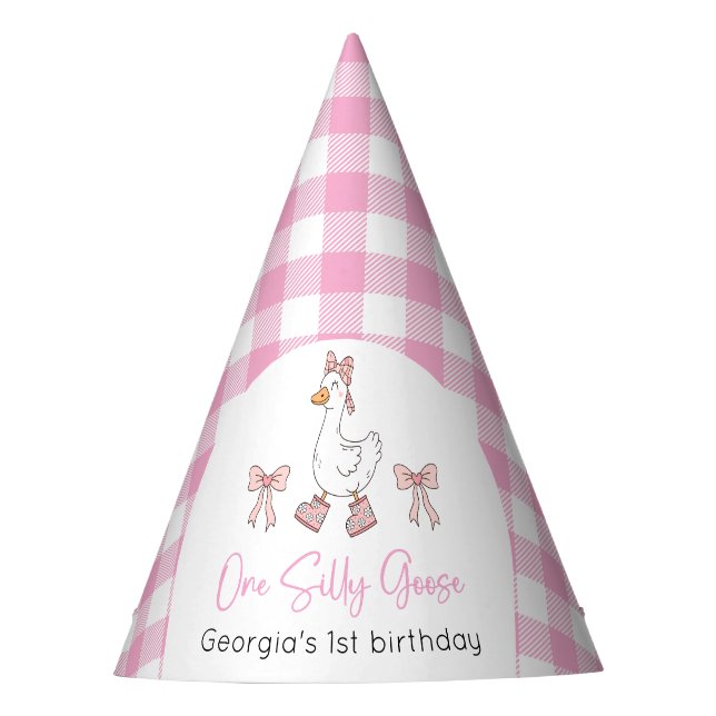 Chapeaux De Fêtes Une oie sotte rose 1er anniversaire (Devant)