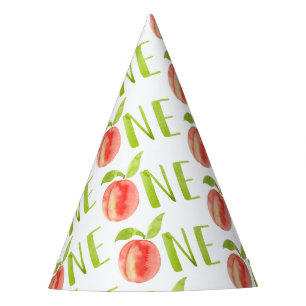 Chapeaux De Fêtes Une Pêche Aquarelle 1ère Fille d'anniversaire