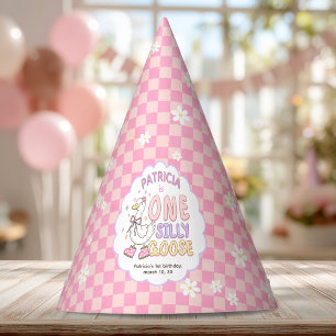 Chapeaux De Fêtes Une Silly Goose Rose - Fille Rétro Premier Anniver