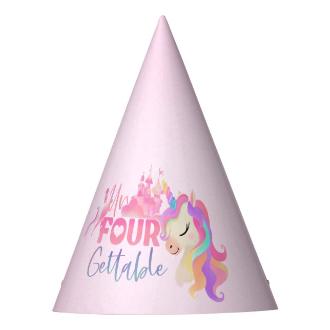 Chapeaux De Fêtes Unicorn inoubliable Donut Sweet 4e anniversaire (Devant)