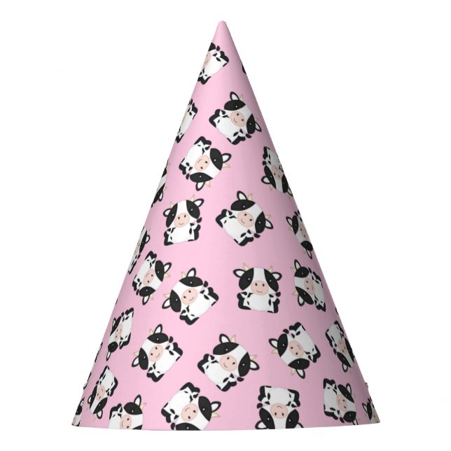 Chapeaux De Fêtes Vache fête d'anniversaire rose (Devant)