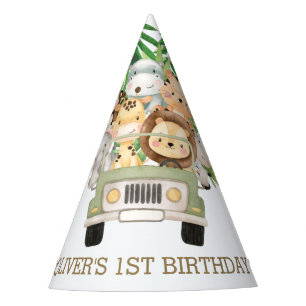Chapeaux De Fêtes Verdure Jungle Animaux Safari Voiture Anniversaire
